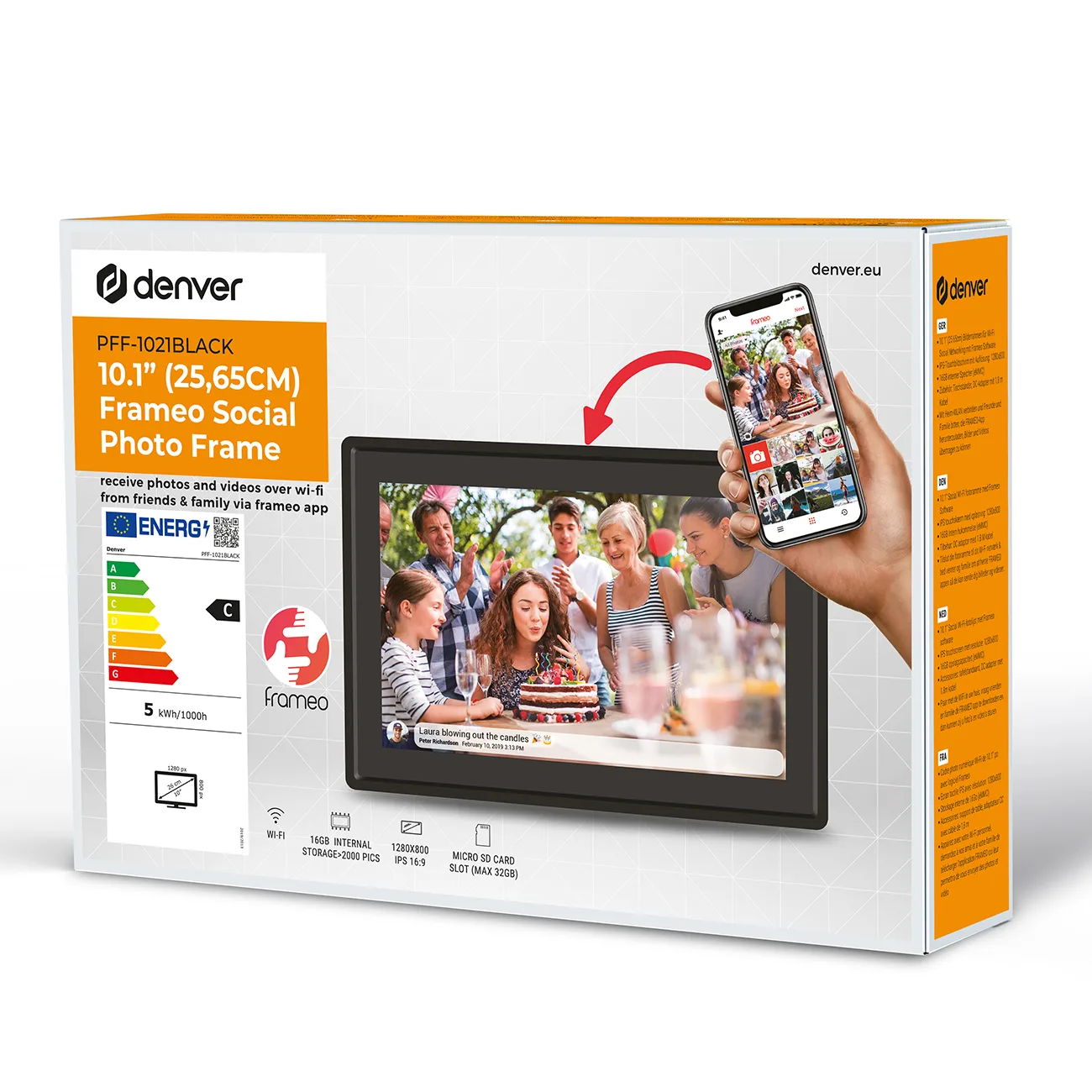 PFF-1021B Rame foto digitale de 10,1'' cu Wi-Fi și microSD de 16 GB - negru 5
