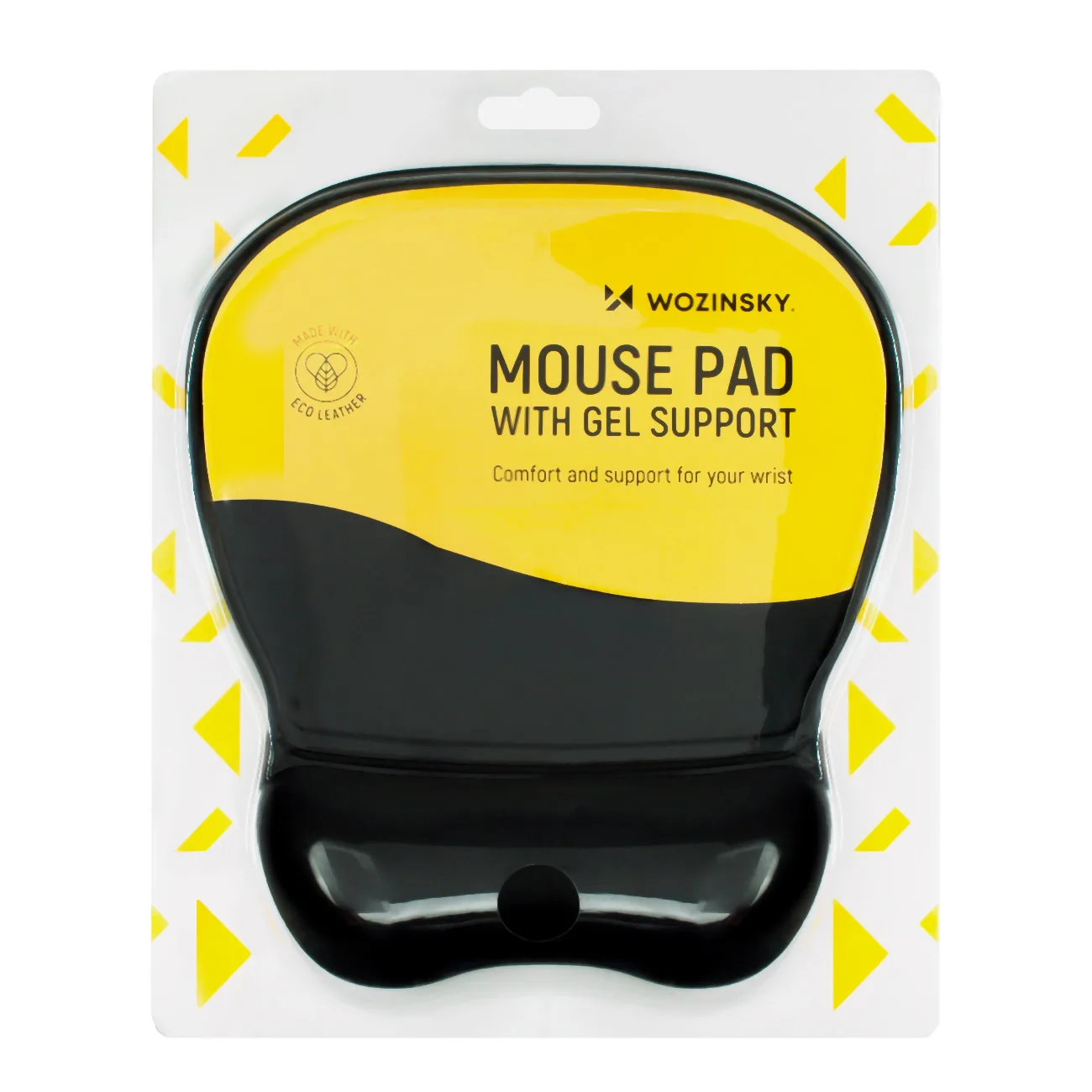 Ergonomski podlog za miš i naslon za zapešće, gel, ekokoža, veliki, neklizajući - crni 5