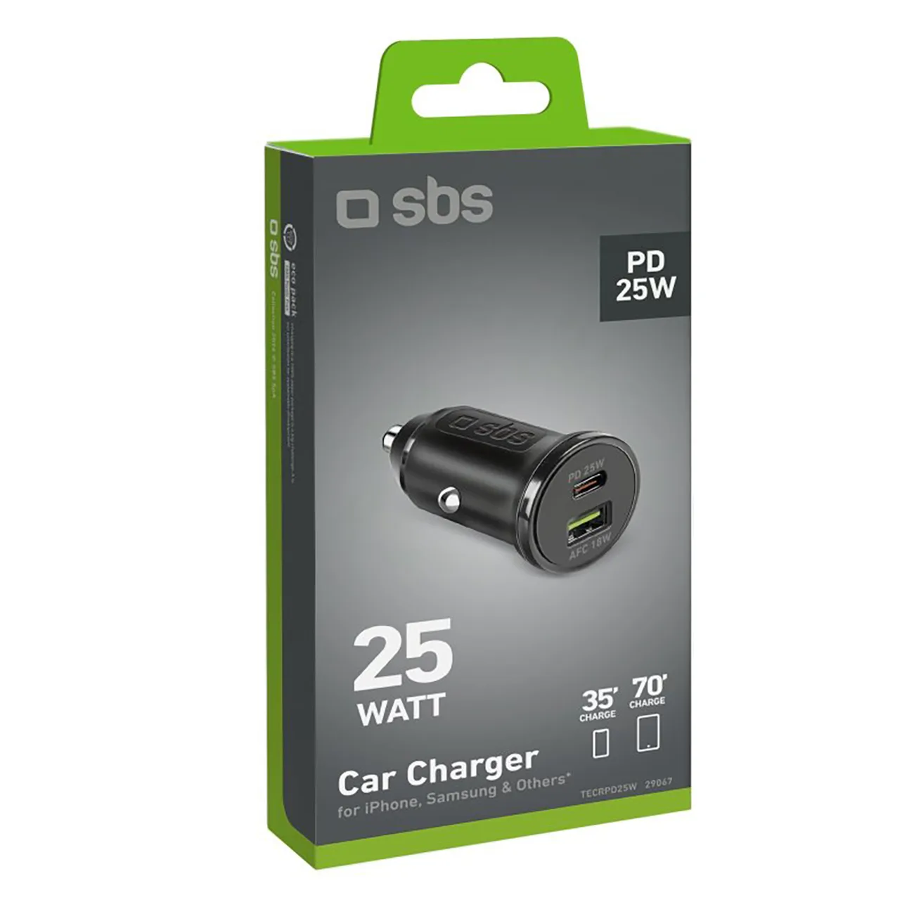 Ładowarka samochodowa Power Delivery USB-A USB-C 25W - czarna 2