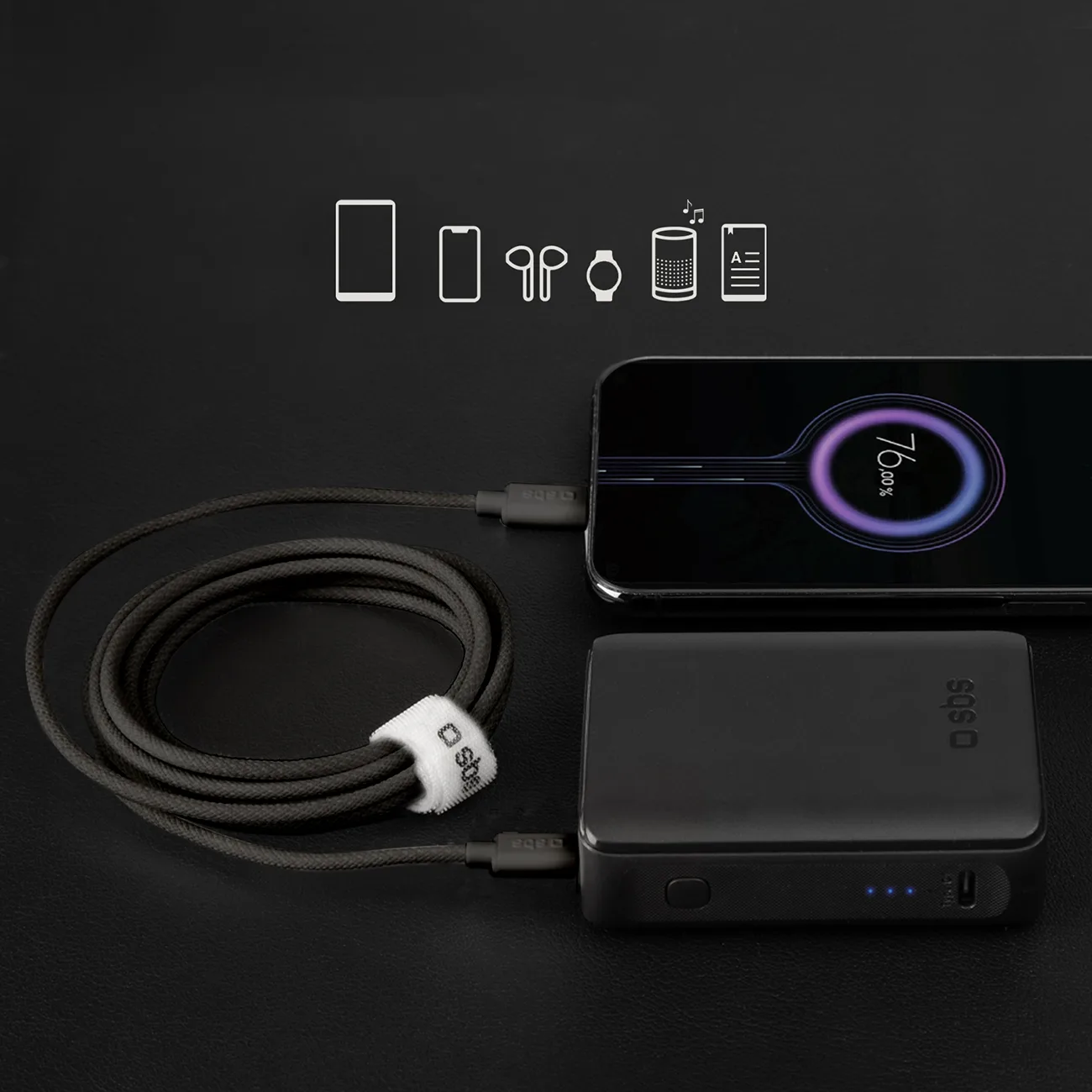 Cablu împletit USB-C de 60 W, 1,5 m - negru 3