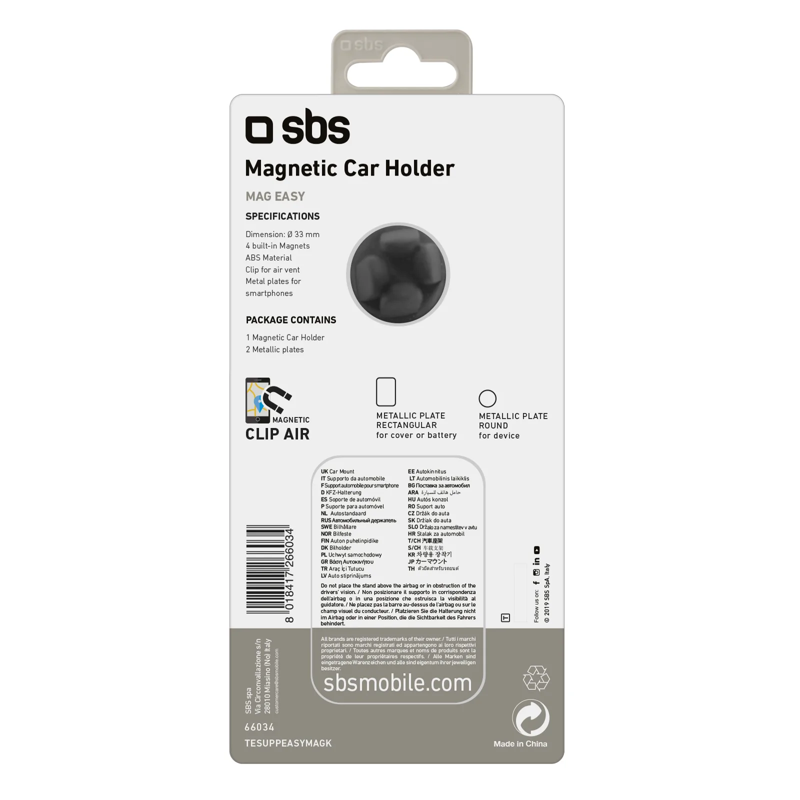 Suport magnetic pentru smartphone-uri, diametru 33 mm, pentru gura de aerisire - negru 2