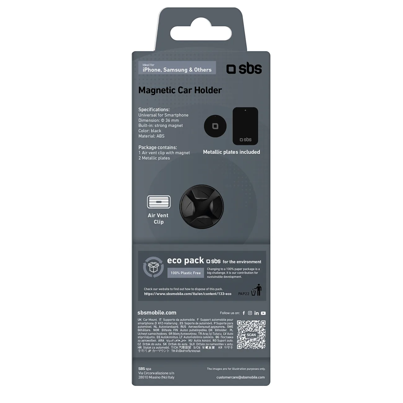 Magnetski držač za pametne telefone u automobilu, promjer 36 mm, za ventilaciju - crni 2