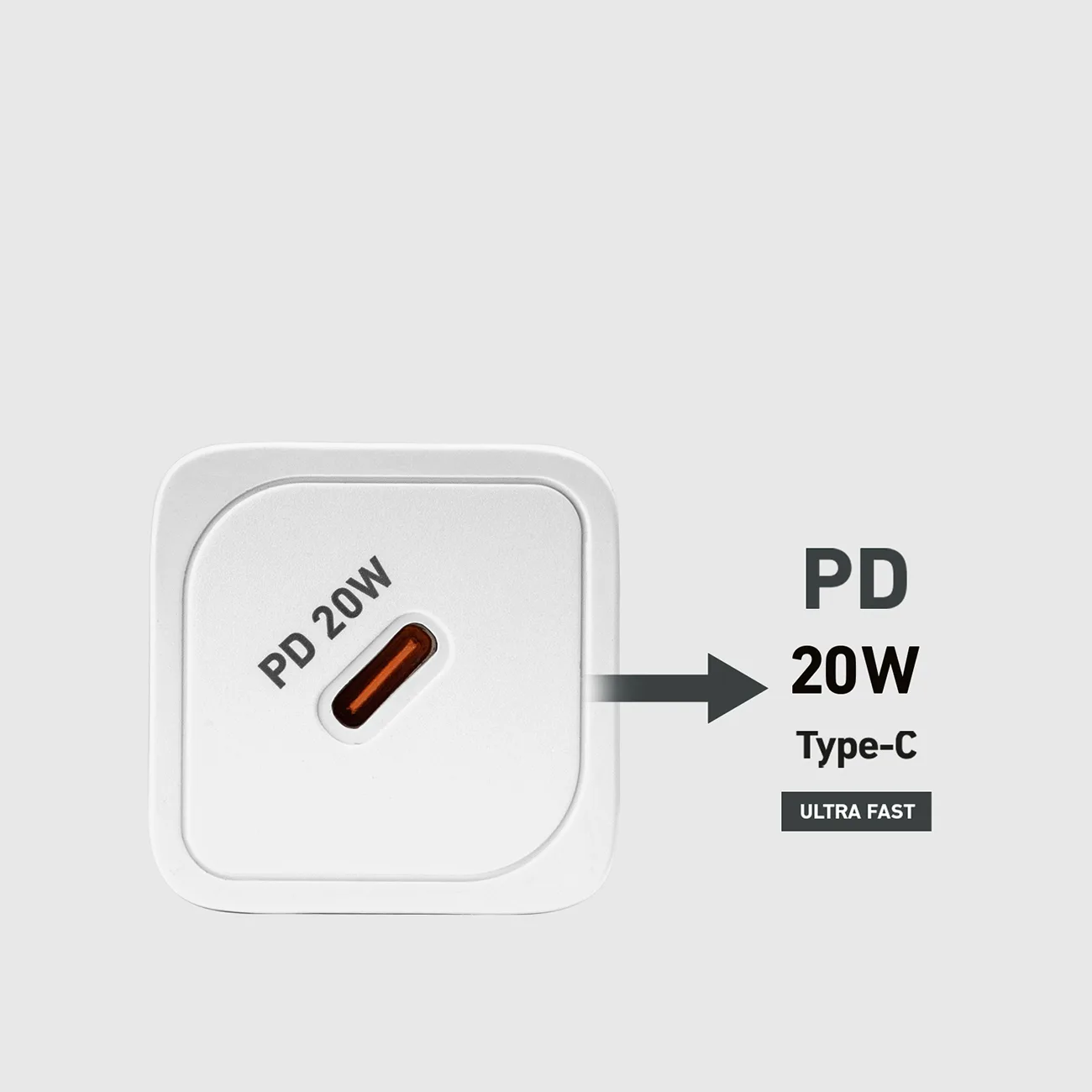 GaN zidni punjač s Power Delivery 20W - Bijela 10