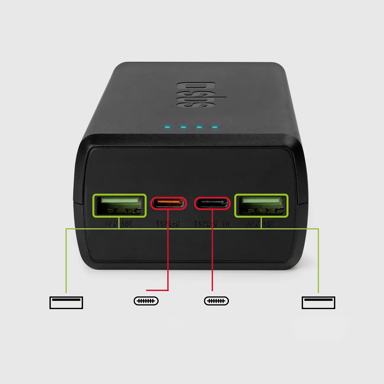 Powerbank 30000 mAh USB-C USB-A - czarny 10
