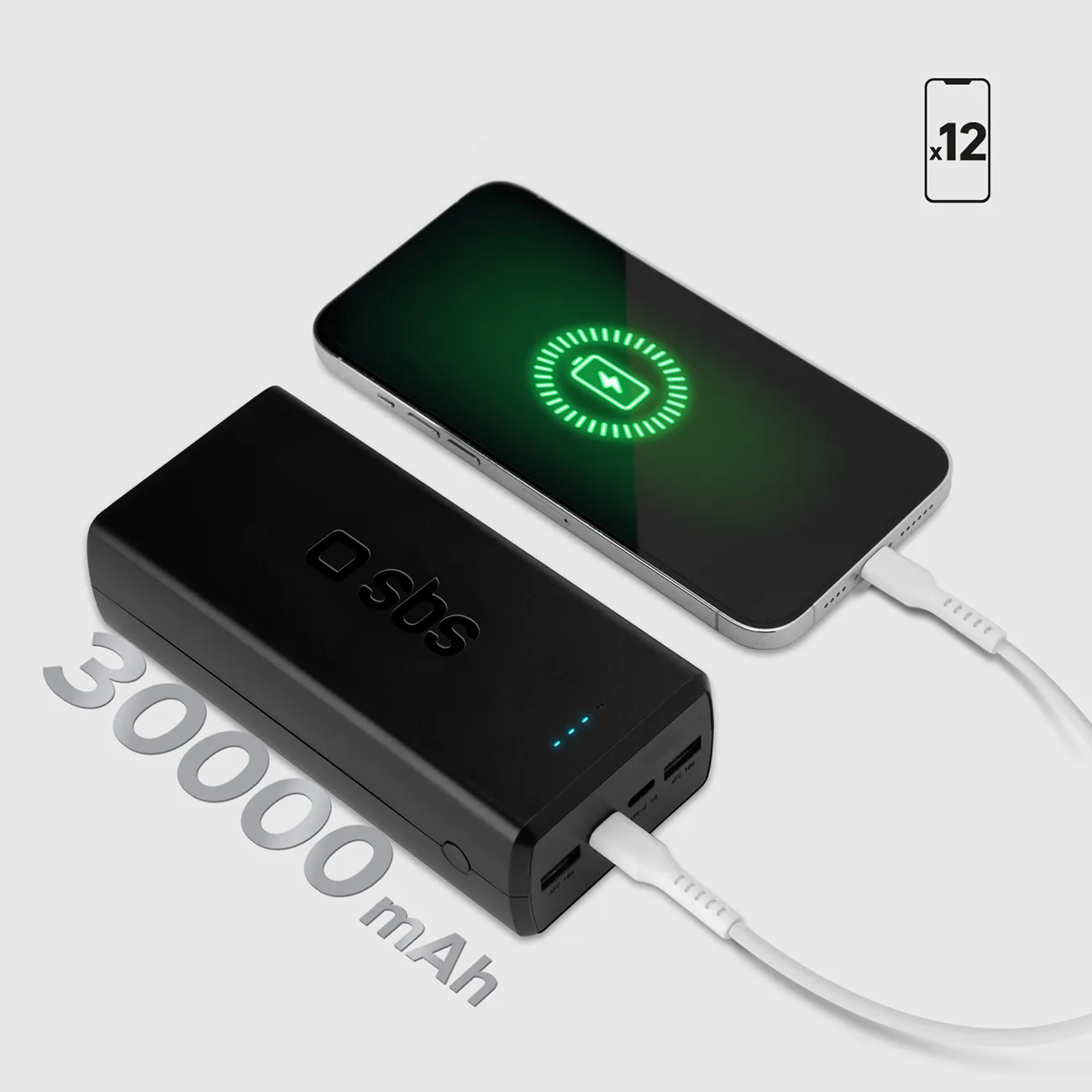 Powerbank 30000 mAh USB-C USB-A - czarny 7