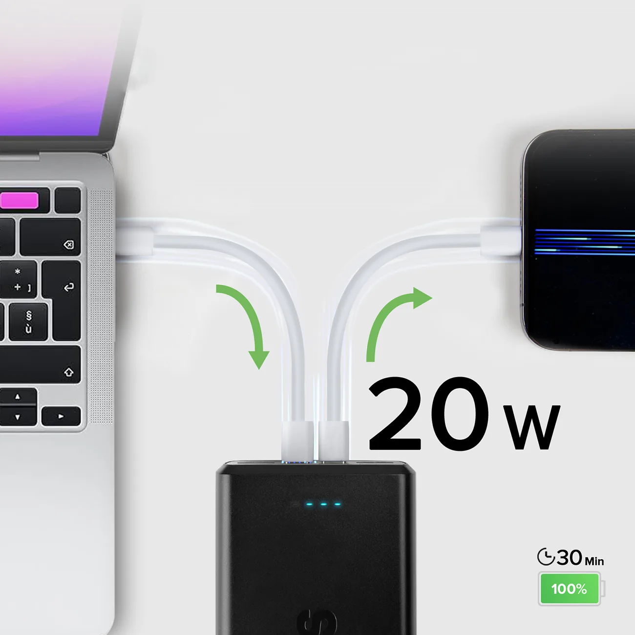 Powerbank 30000 mAh USB-C USB-A - czarny 9