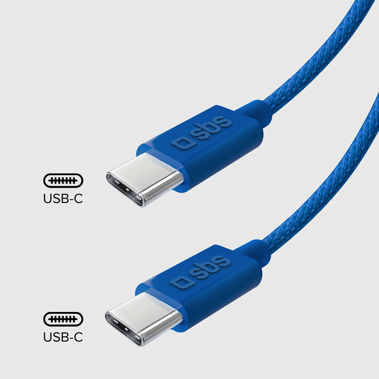 Cablu împletit USB-C la USB-C 60 W, 1,5 m - albastru 3