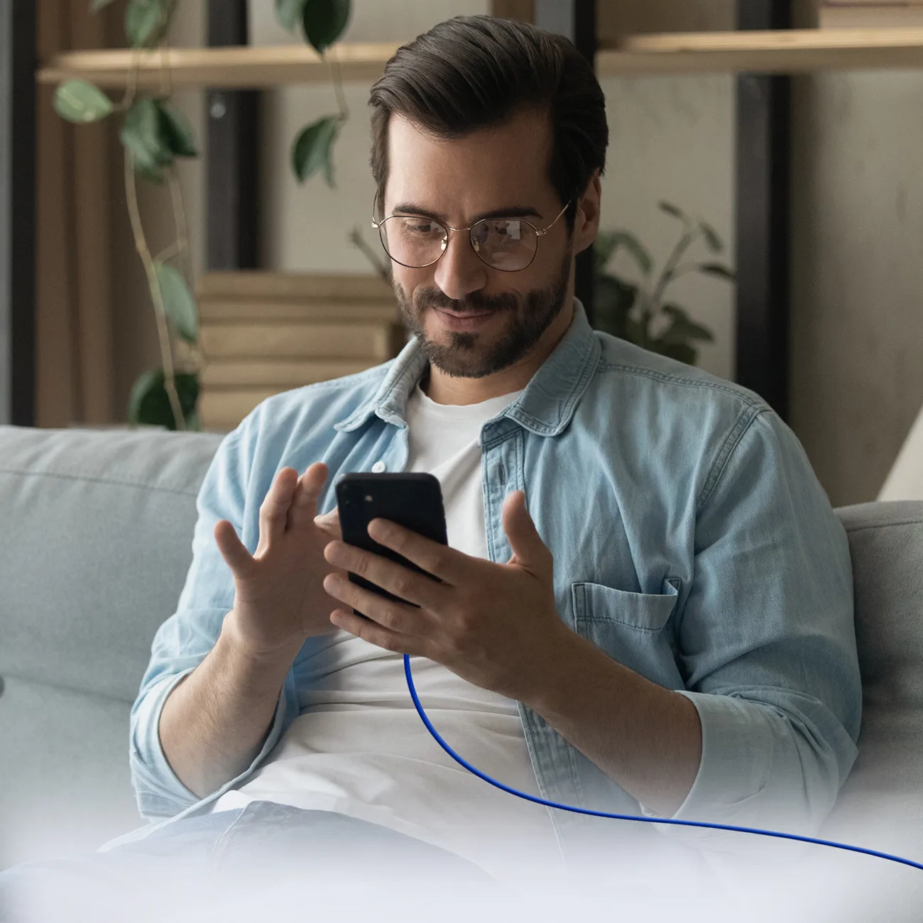 Cablu împletit USB-C la USB-C 60 W, 1,5 m - albastru 9