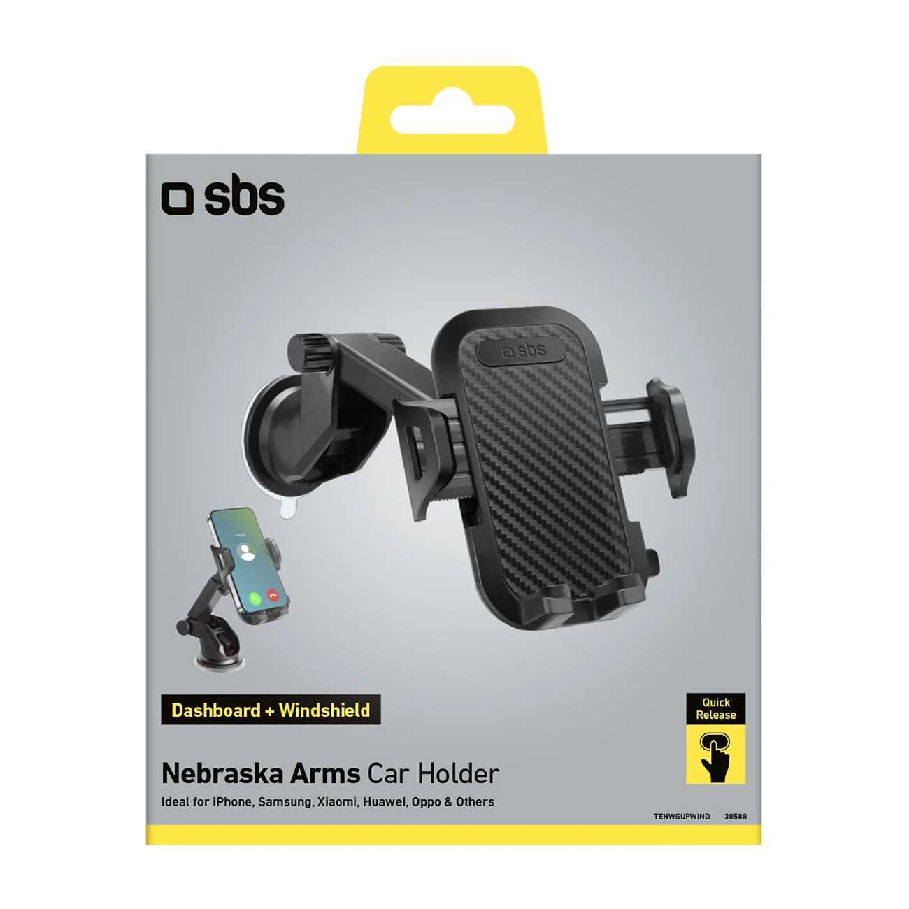 Telescopic car mount for smartphones with suction cup - black 3