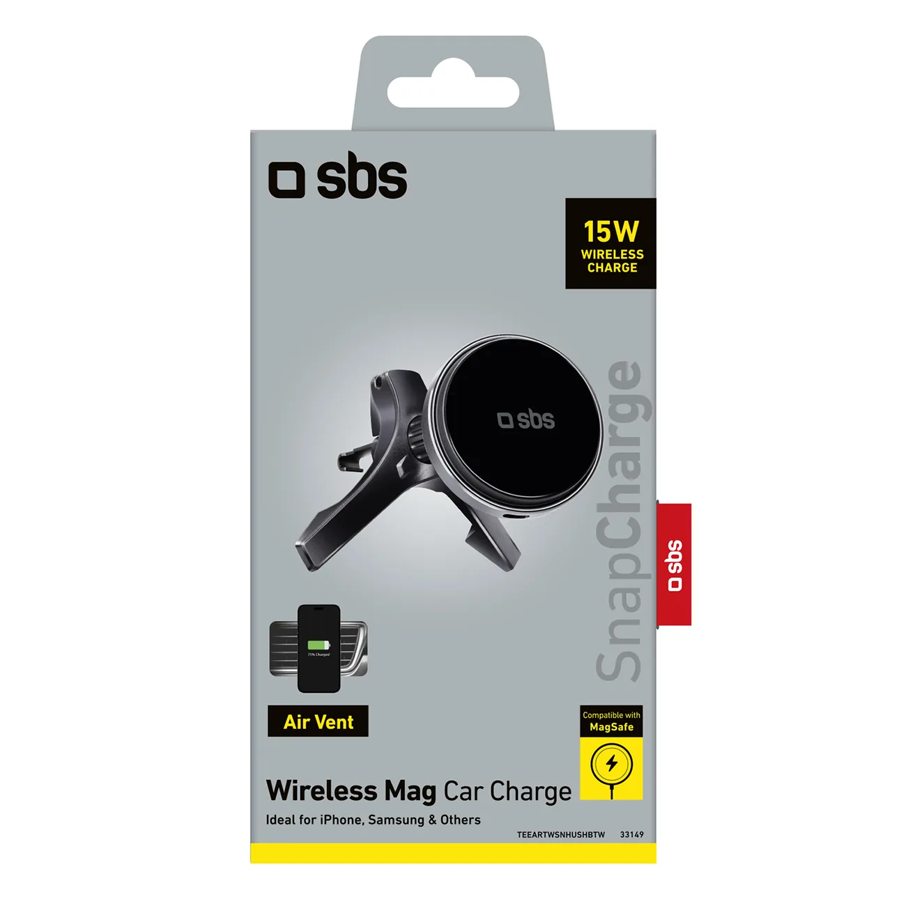 Suport pentru smartphone cu încărcător wireless pentru gura de aerisire MagSafe - negru 4