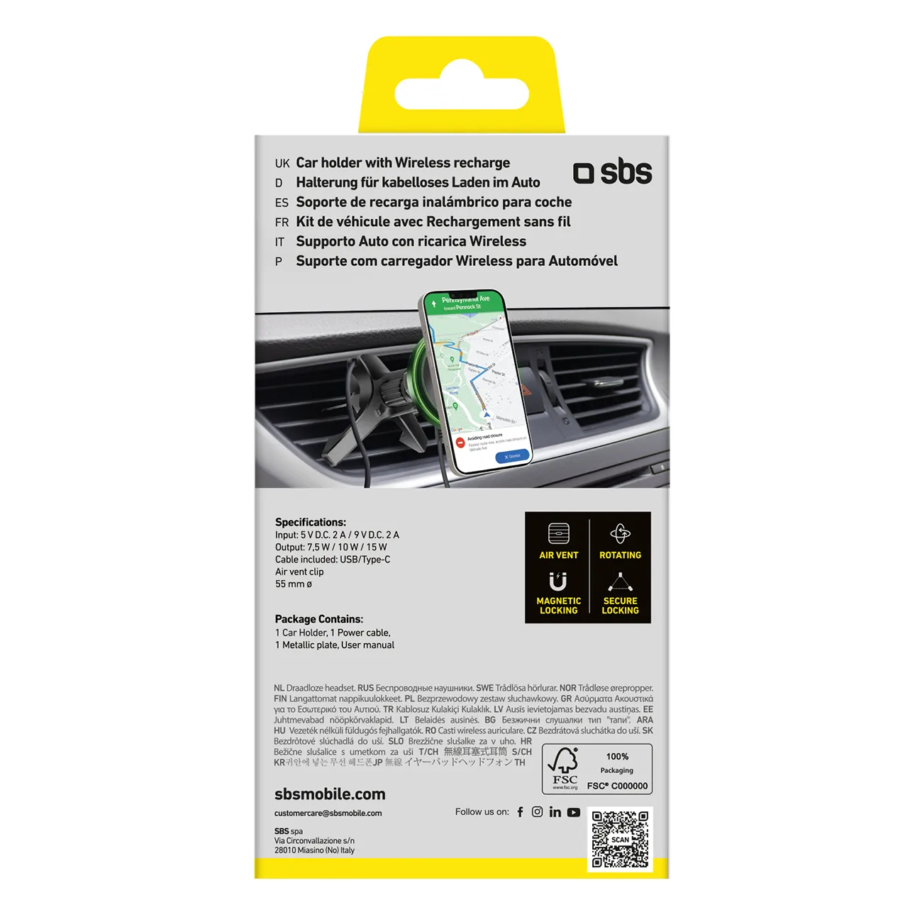 Suport pentru smartphone cu încărcător wireless pentru gura de aerisire MagSafe - negru 5