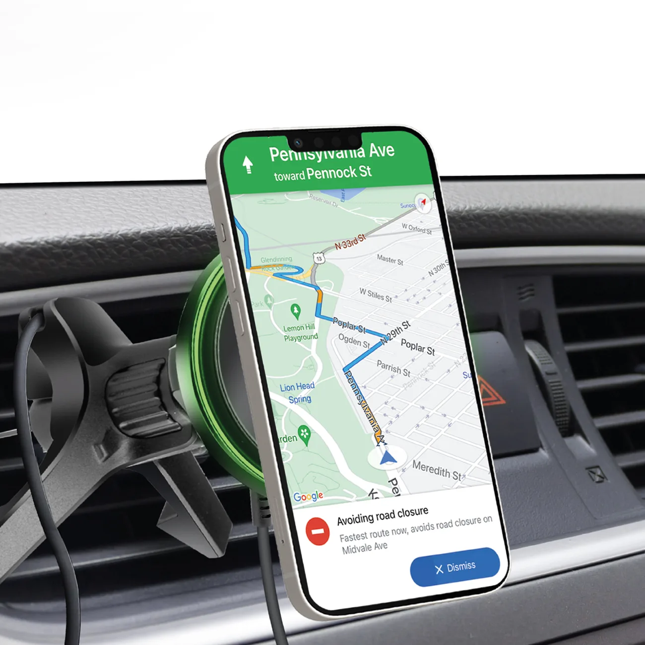 Suport pentru smartphone cu încărcător wireless pentru gura de aerisire MagSafe - negru 6