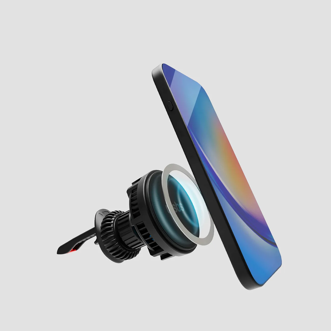 Suport auto pentru smartphone cu încărcător inductiv montat pe gura de aerisire și sistem de răcire - negru 10