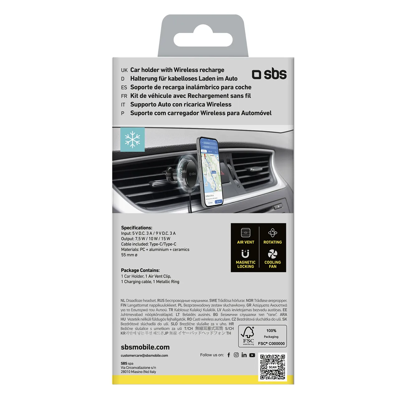 Suport auto pentru smartphone cu încărcător inductiv montat pe gura de aerisire și sistem de răcire - negru 2