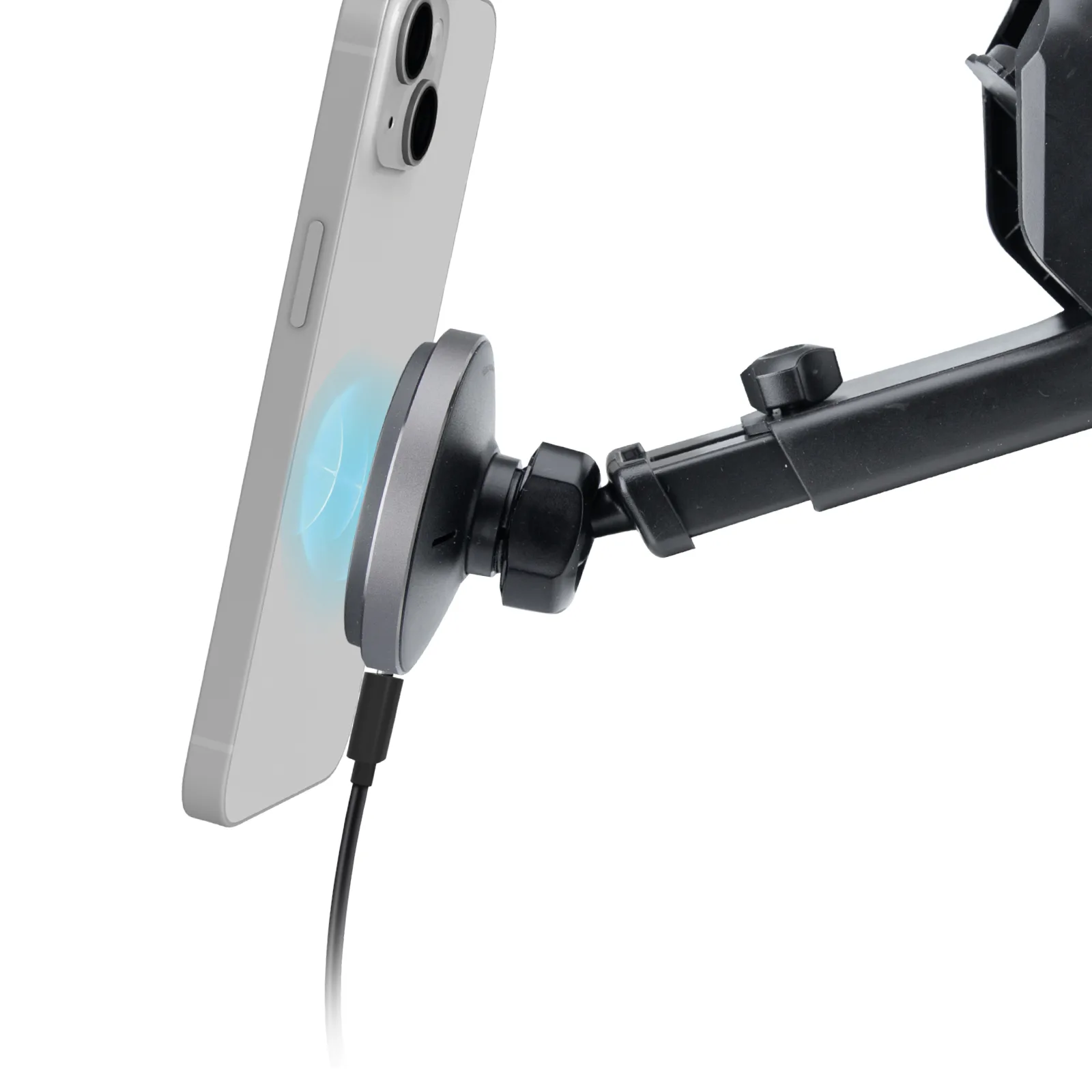 Teleskop-Smartphonehalterung mit kabellosem MagSafe-Ladegerät für Windschutzscheibe und Armaturenbrett – schwarz 4