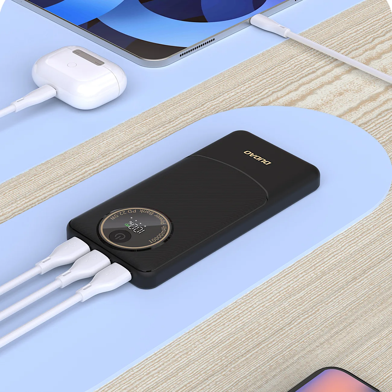 K12 10000 mAh Power Bank USB-A USB-C PD22,5 W – fekete 4