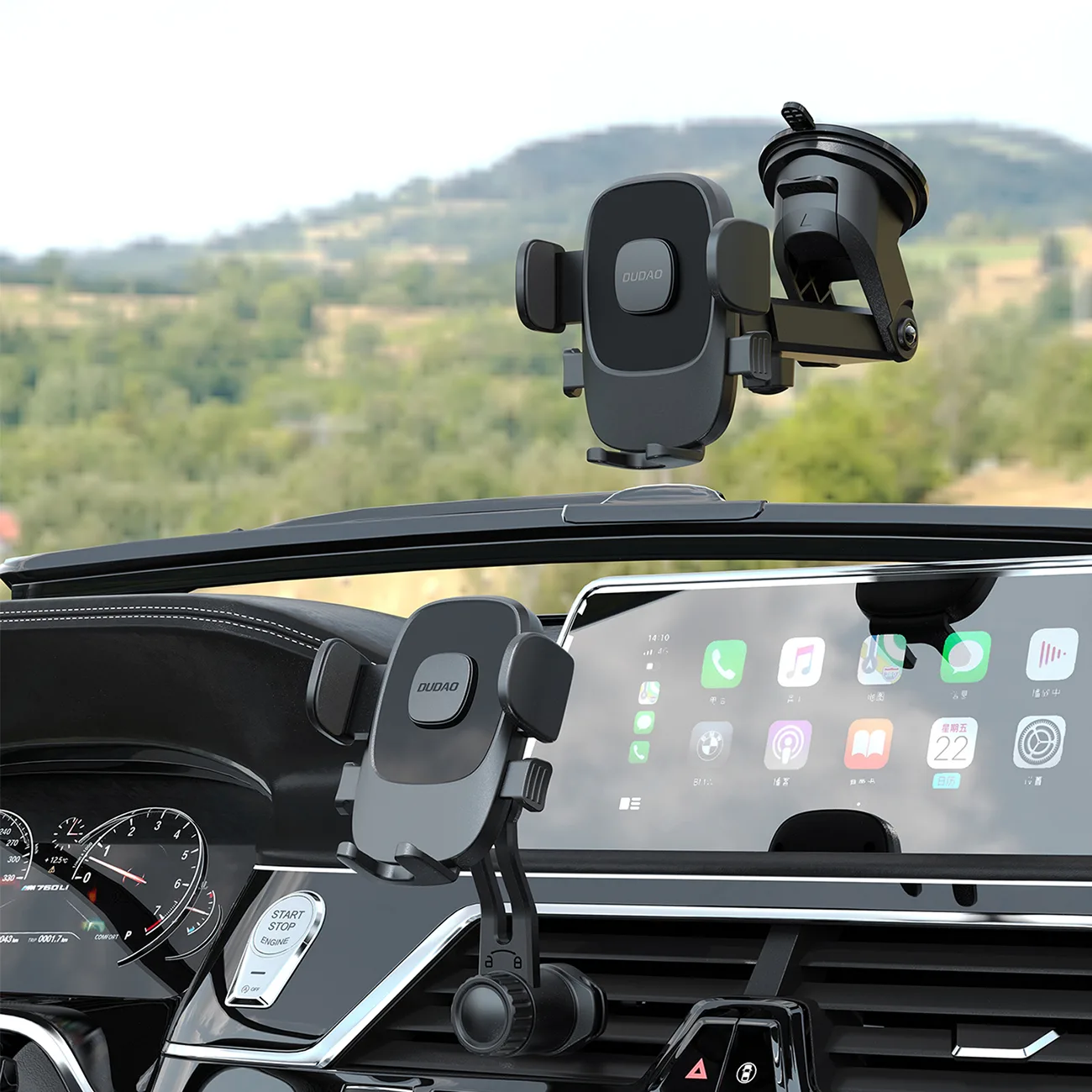 Suport auto pentru smartphone F2N cu montare pe gura de aerisire la 360 de grade - negru 4