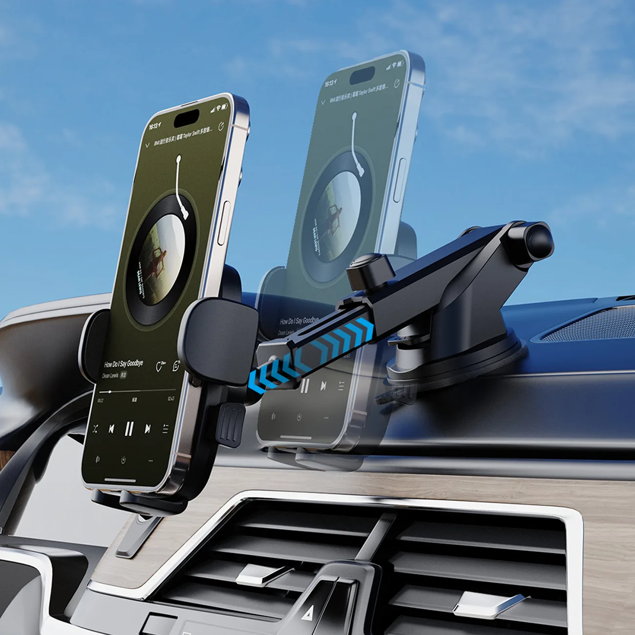 Suport auto pentru smartphone F2N cu montare pe gura de aerisire la 360 de grade - negru 5