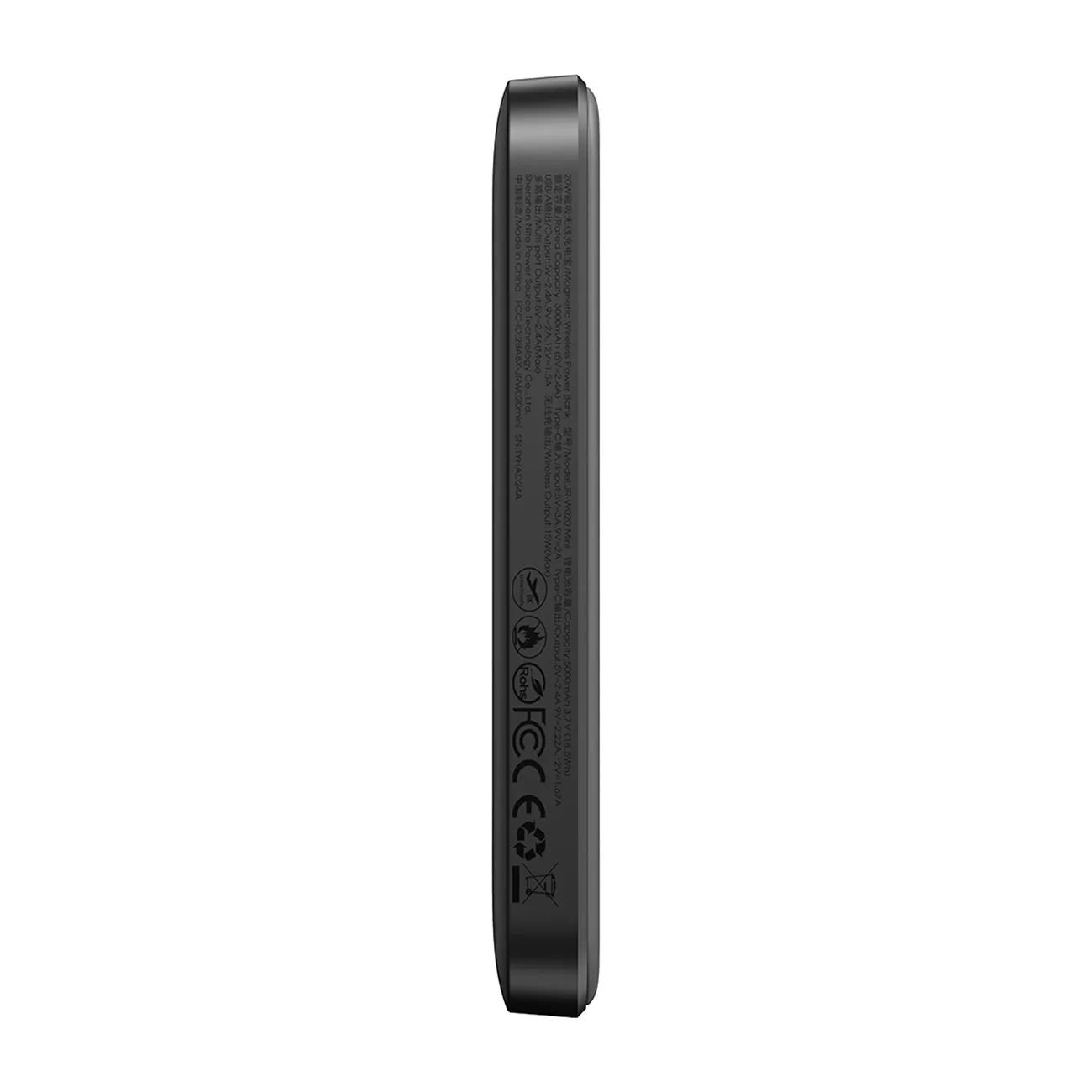 Powerbank indukcyjny 5000mAh USB-A USB-C 20W z kablem USB-C - czarny 4
