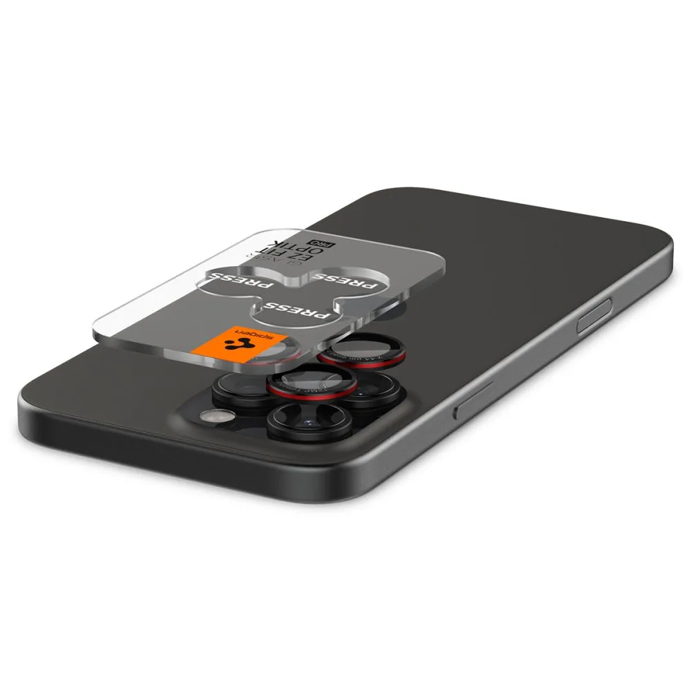 Edzett üveg kamera lencsevédő iPhone 14 Pro/Pro Max/15 Pro/Pro Max/16 Pro/16 Pro Max készülékekhez – fekete, piros szegéllyel 3