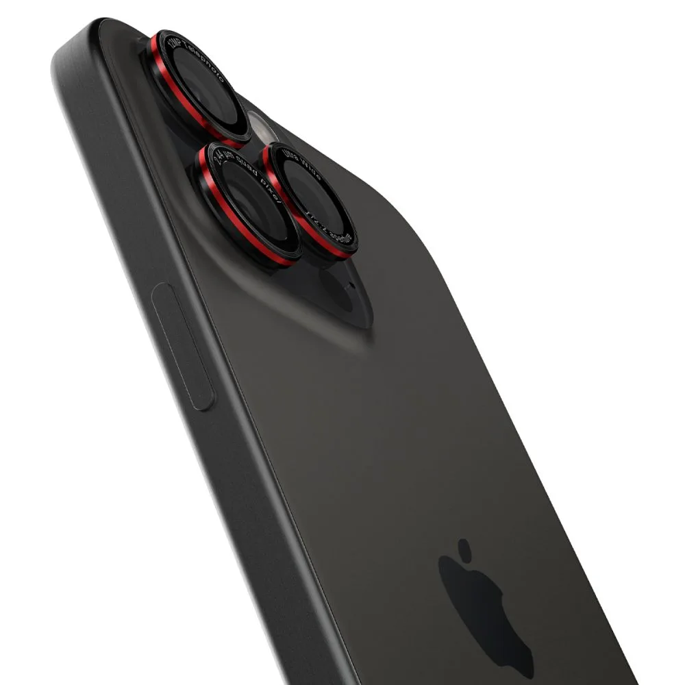Edzett üveg kamera lencsevédő iPhone 14 Pro/Pro Max/15 Pro/Pro Max/16 Pro/16 Pro Max készülékekhez – fekete, piros szegéllyel 5