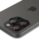 Edzett üveg kamera lencsevédő iPhone 14 Pro/Pro Max/15 Pro/Pro Max/16 Pro/16 Pro Max készülékekhez – fekete, piros szegéllyel 6