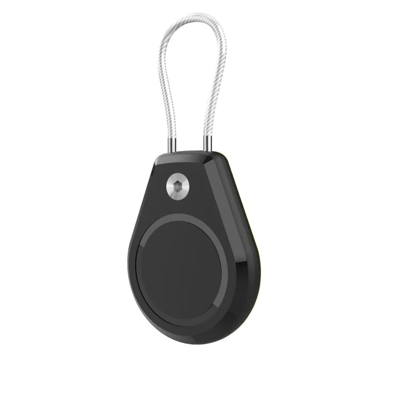Vízálló tok Apple AirTag-hez acélzsinórral - fekete