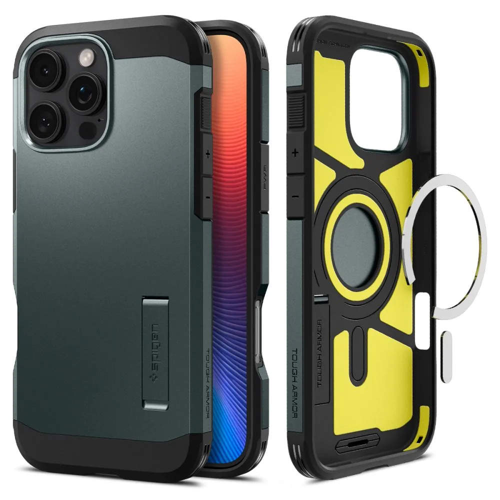 Tough Armor MagSafe állványos tok iPhone 16 Pro-hoz – zöld