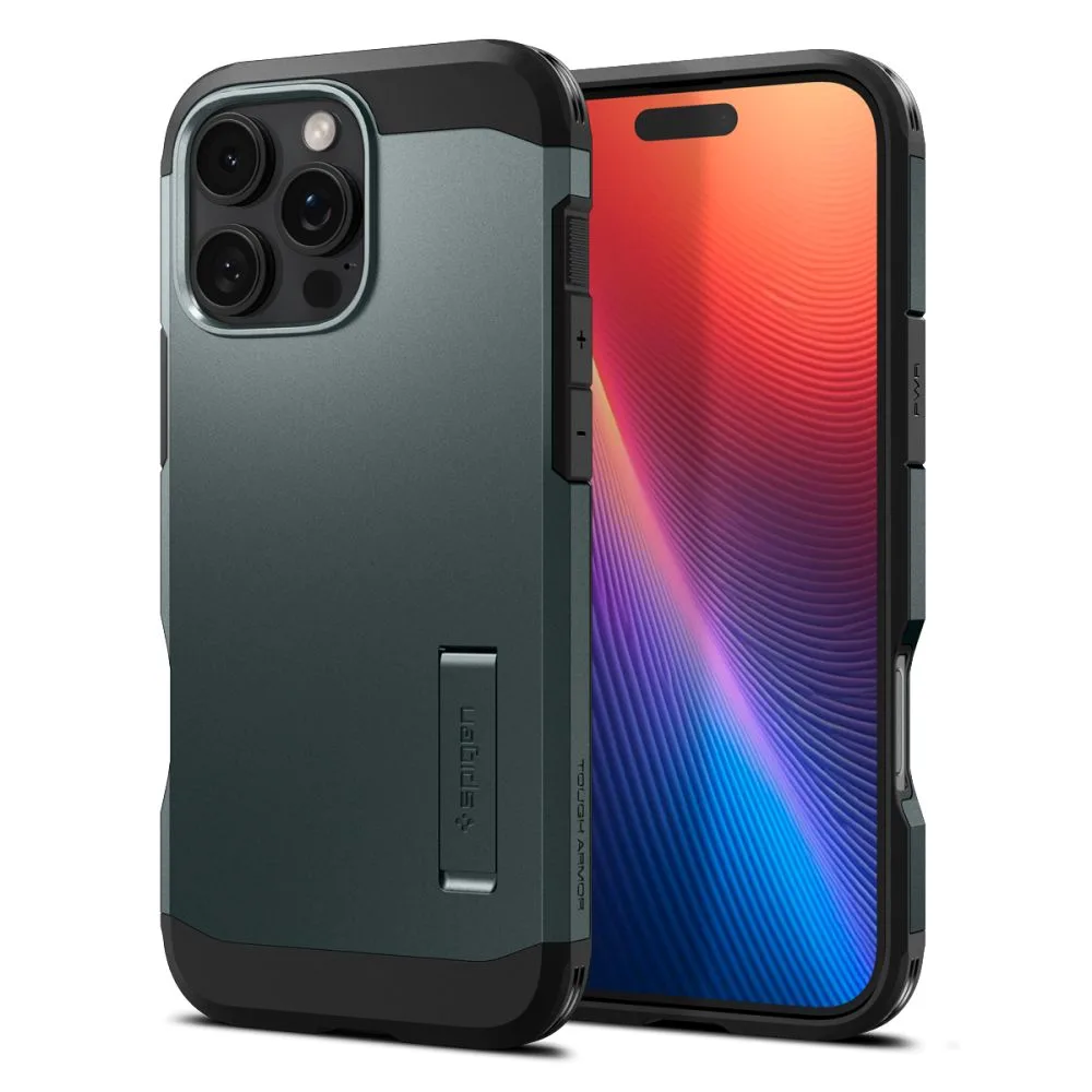 Tough Armor MagSafe állványos tok iPhone 16 Pro-hoz – zöld 2
