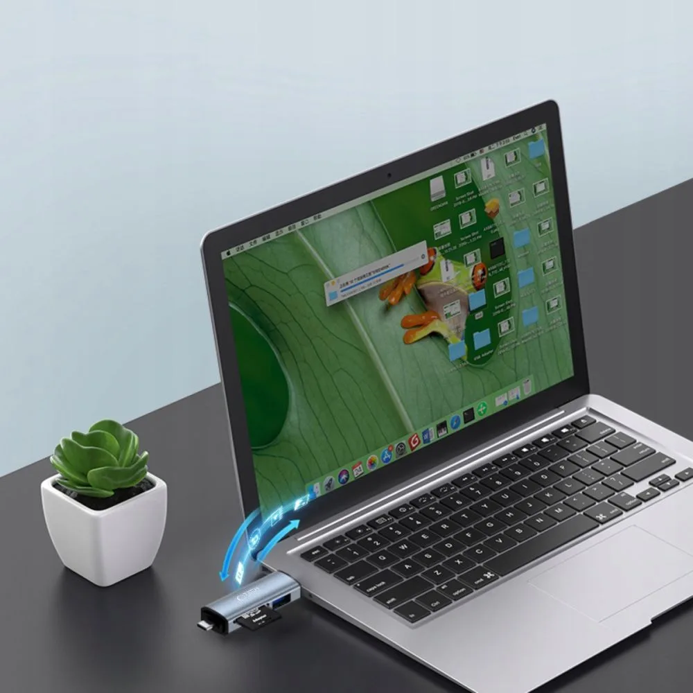 Czytnik kart pamięci SD / micro SD ze złączami USB-C / USB-A - szary 2