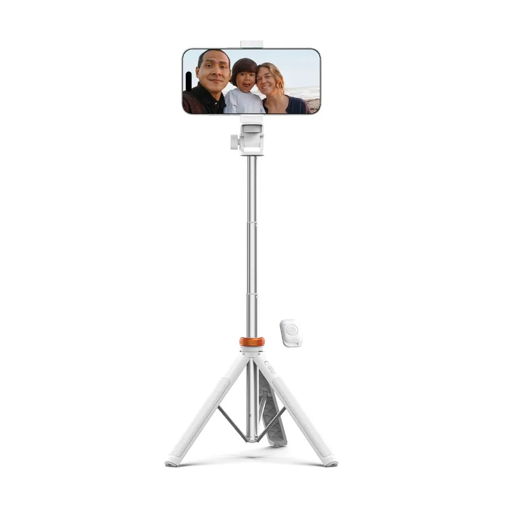 Selfie stick kijek do zdjęć Bluetooth z tripodem pilotem i głowicą 180 do 148cm - biały 9