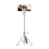 Selfie stick kijek do zdjęć Bluetooth z tripodem pilotem i głowicą 180 do 148cm - biały 9