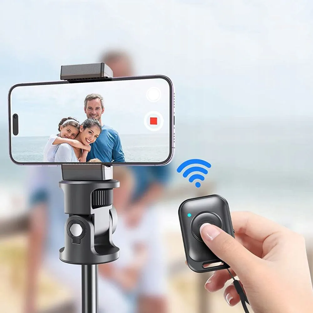 Selfie stick kijek do zdjęć Bluetooth z tripodem pilotem i głowicą 180 do 148cm - biały 6