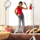 Selfie stick kijek do zdjęć Bluetooth z tripodem pilotem i głowicą 180 do 148cm - biały 8