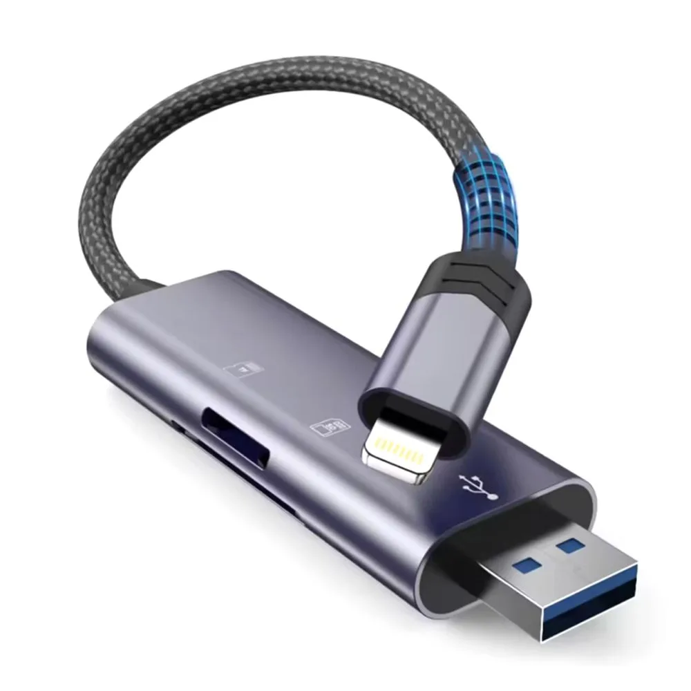 Czytnik kart pamięci SD / micro SD ze złączem iPhone Lightning / USB-A - szary 2