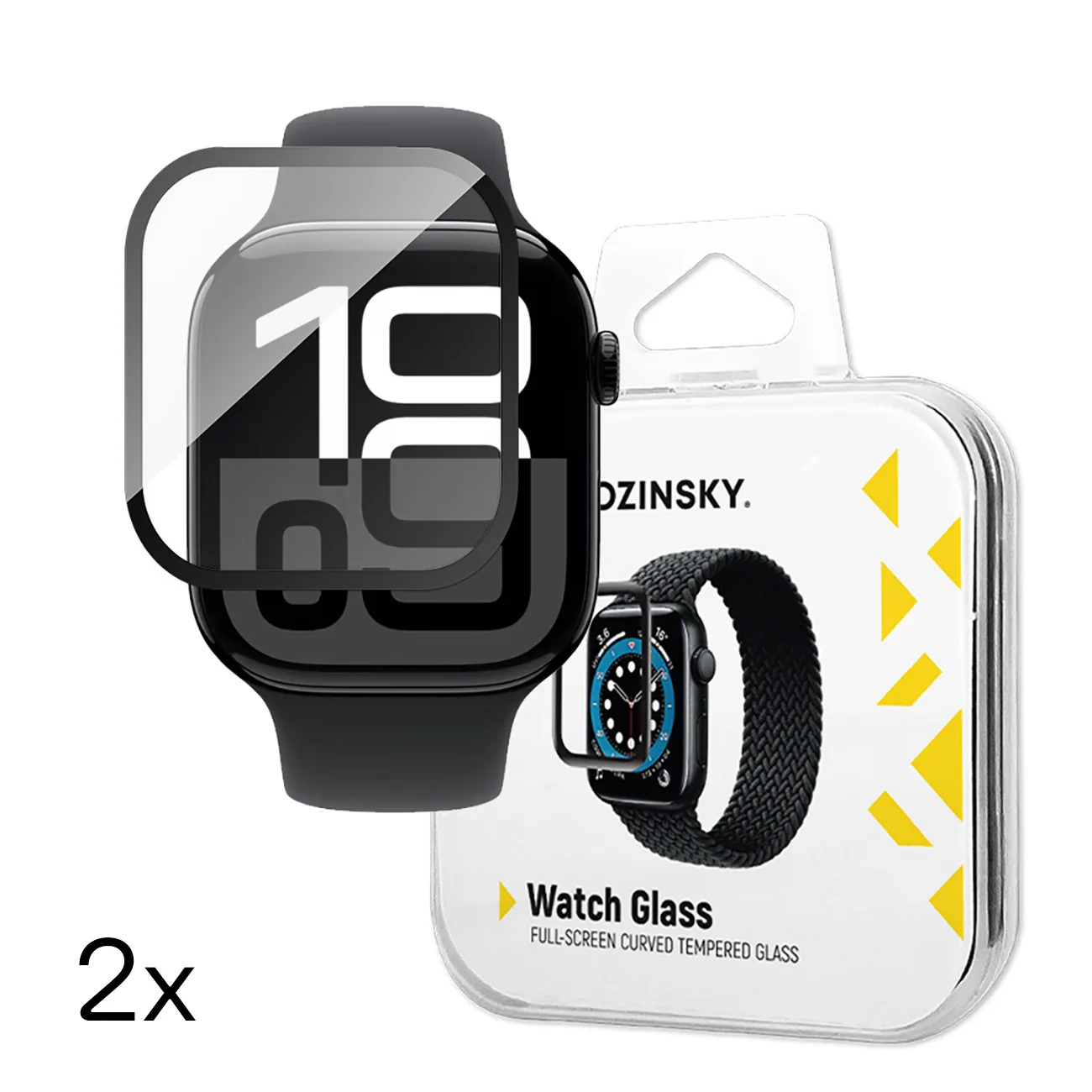 Edzett üveg fekete kerettel Apple Watch 42 mm-hez, teljes felületen ragasztva – 2 db.