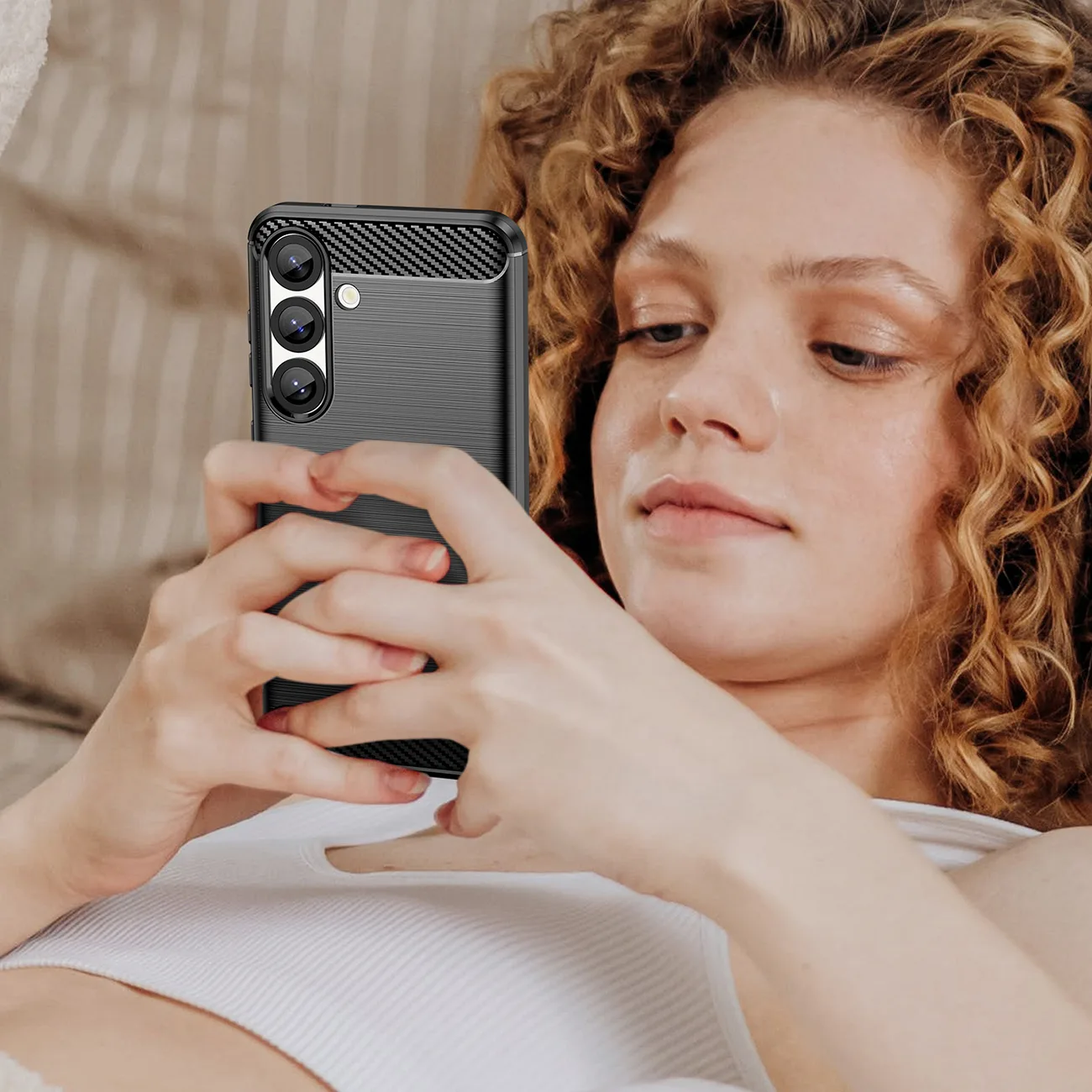 Etui elastyczne silikonowe na Xiaomi Poco M7 5G Carbon Case - czarne 8