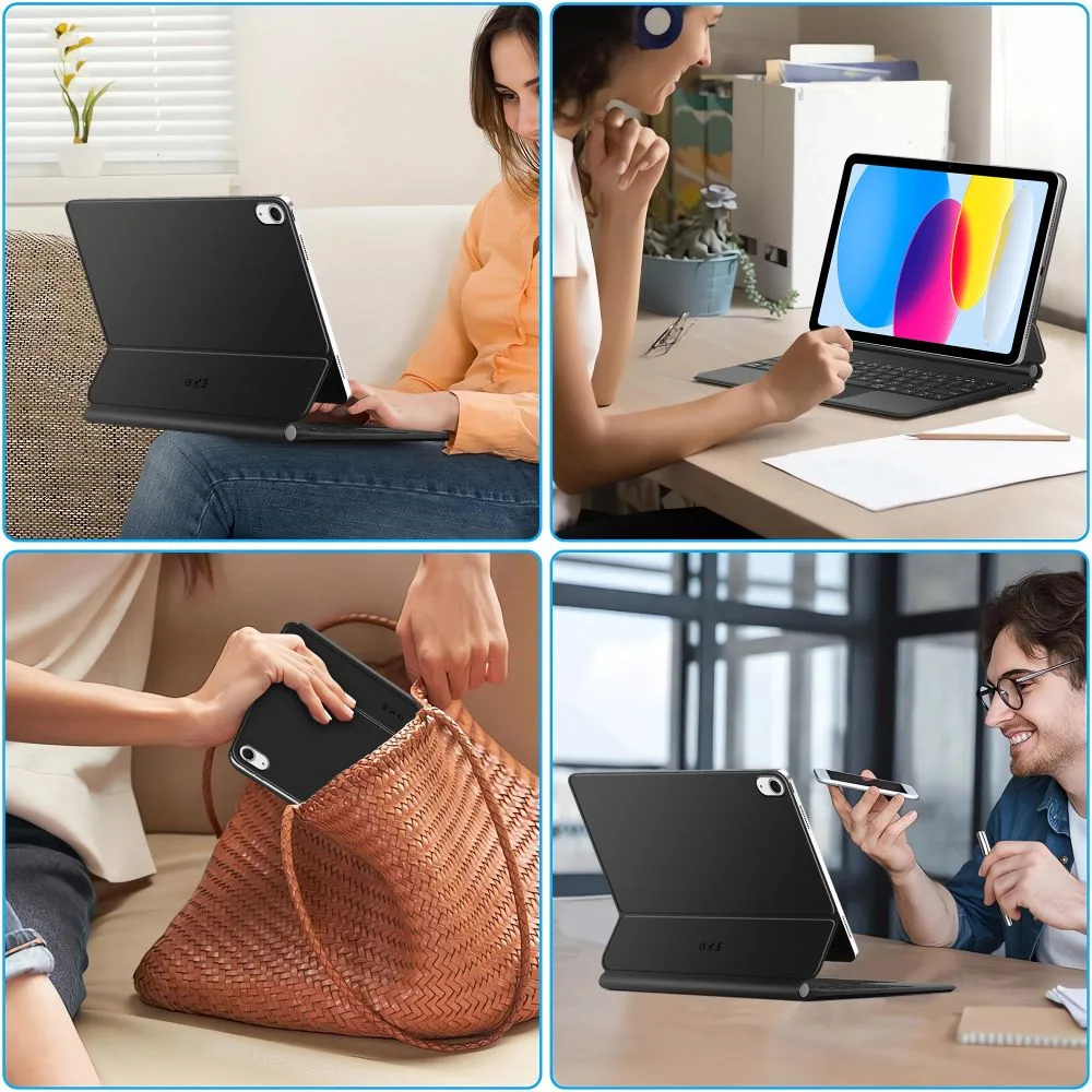 Billentyűzetes tok iPad 10,9'' 2022 / iPad 11'' 2025 Smartcase Magnetic - Fekete 11
