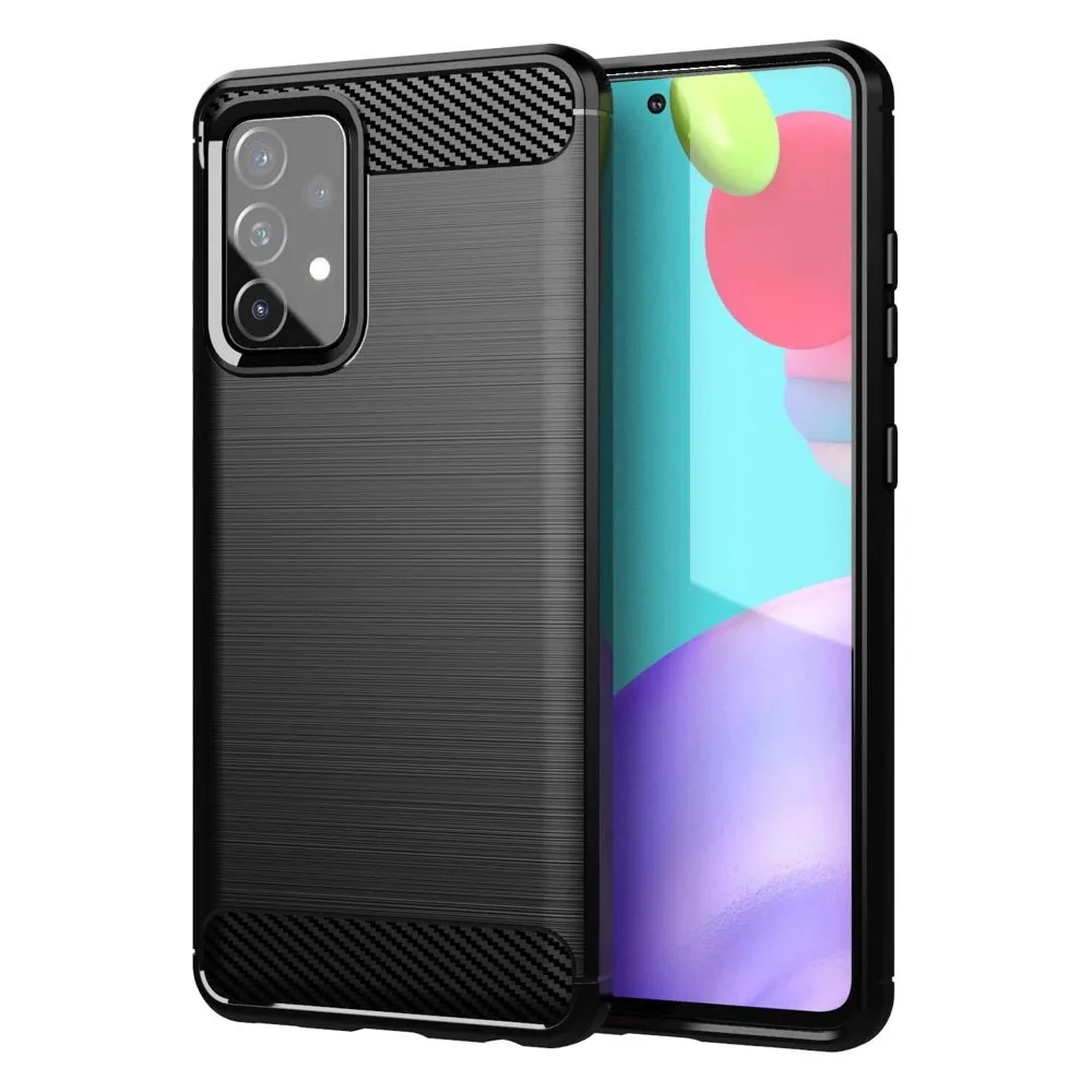 Rugalmas tok Samsung Galaxy A72 4G Carbon Case - fekete