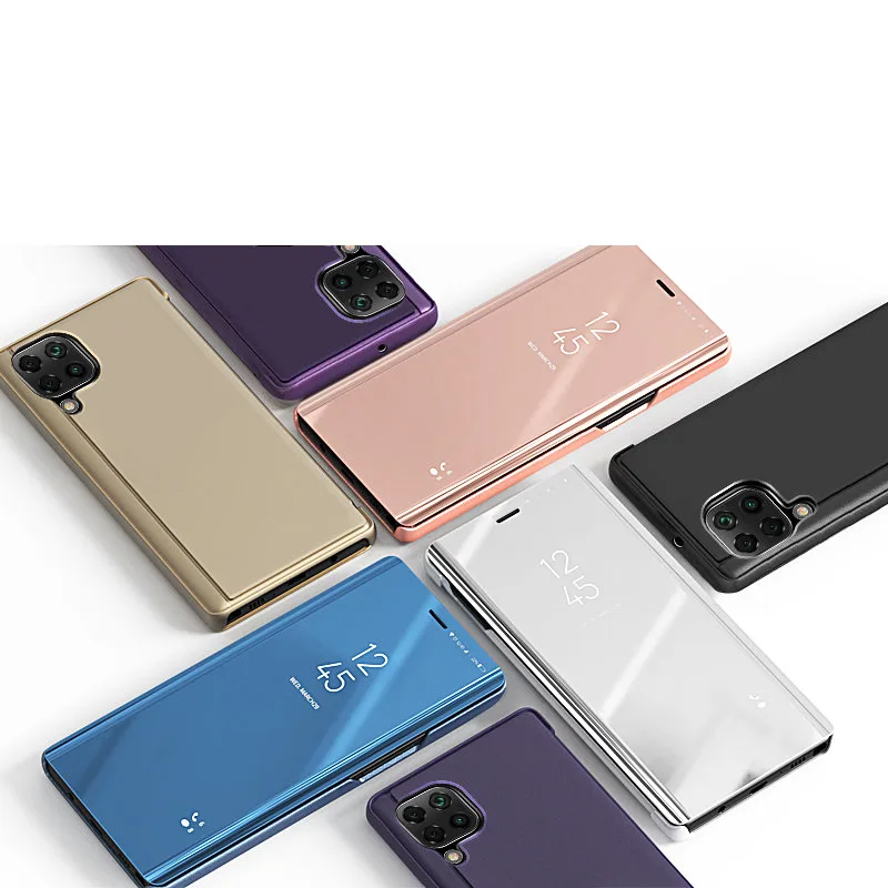 Futerał etui z klapką na Samsung Galaxy A22 4G Clear View Case - czarny 9