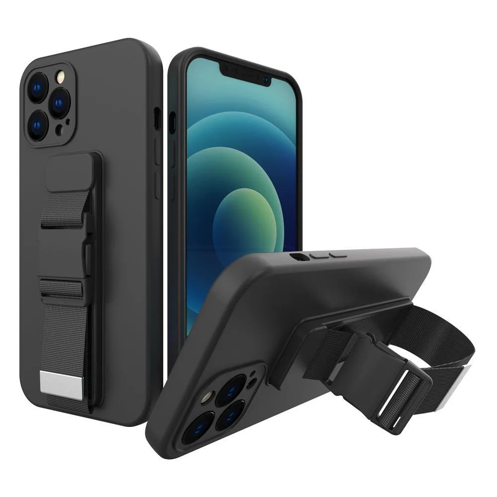 Szilikon tok pánttal a Xiaomi Poco M4 Pro 5G Rope Case készülékhez – fekete