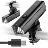 Predné svetlo na bicykel s výkonom 1000 lm s káblom USB-C na USB-A – čierne 2