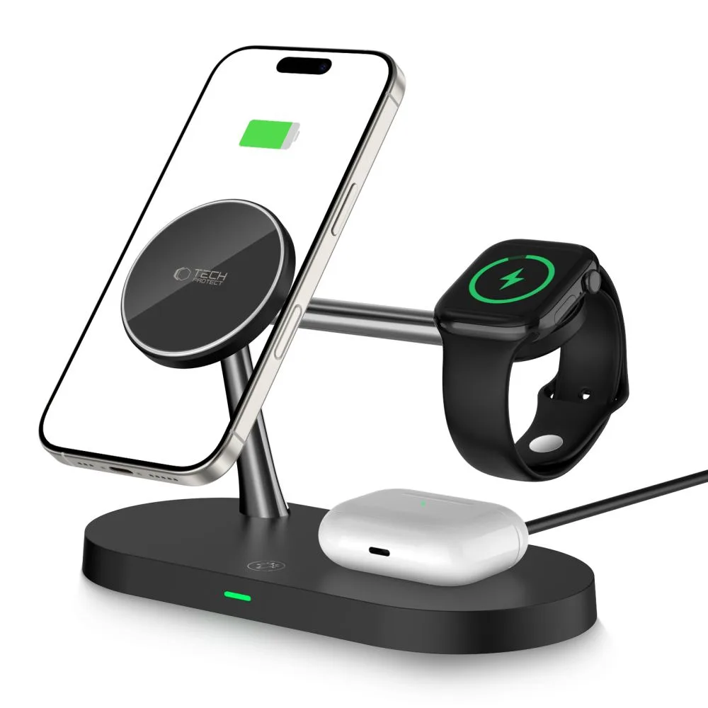 3-in-1-Induktionsladegerät für Smartphone, Kopfhörer und Smartwatch mit MagSafe – Schwarz 2