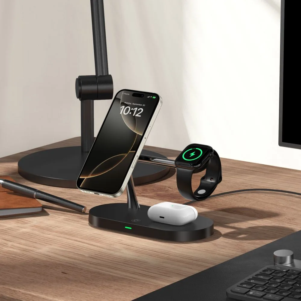 3-in-1-Induktionsladegerät für Smartphone, Kopfhörer und Smartwatch mit MagSafe – Schwarz 5