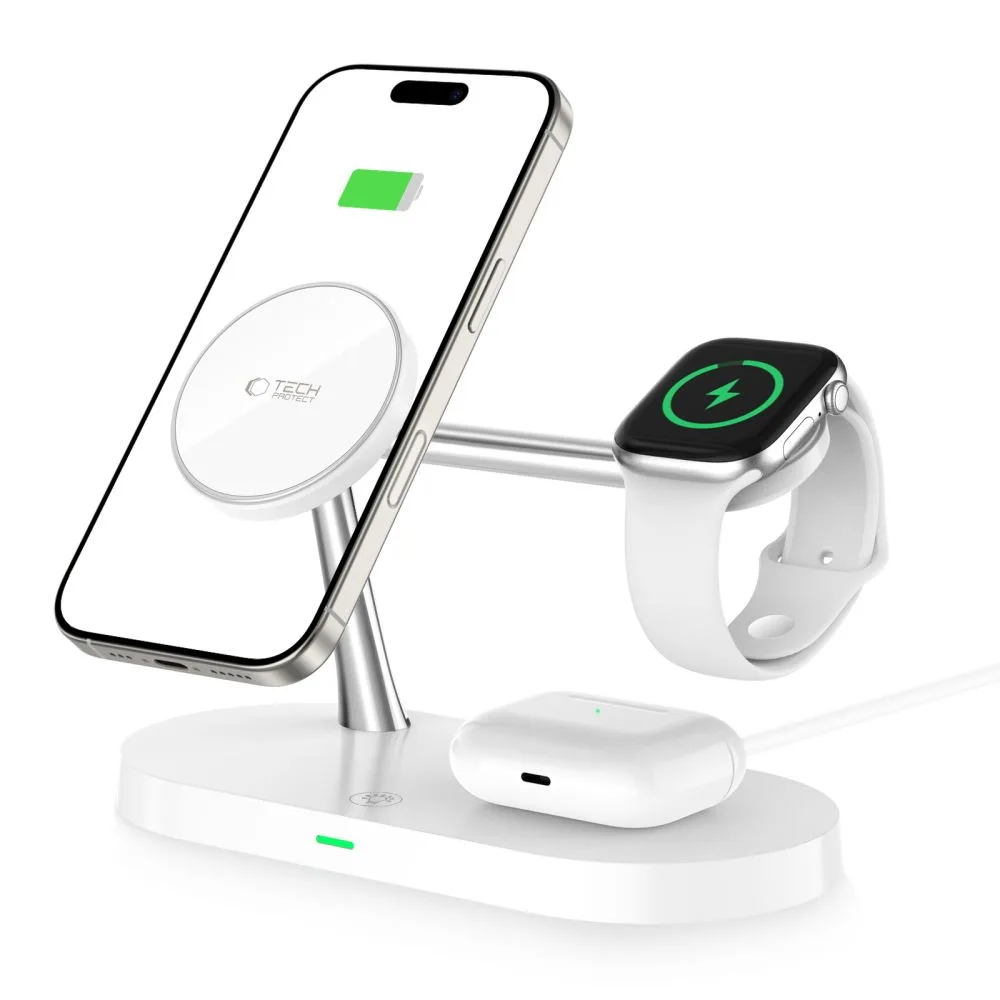 3-in-1 Inductive Charger for Smartphone, Headphones, and Smartwatch with MagSafe - White 2