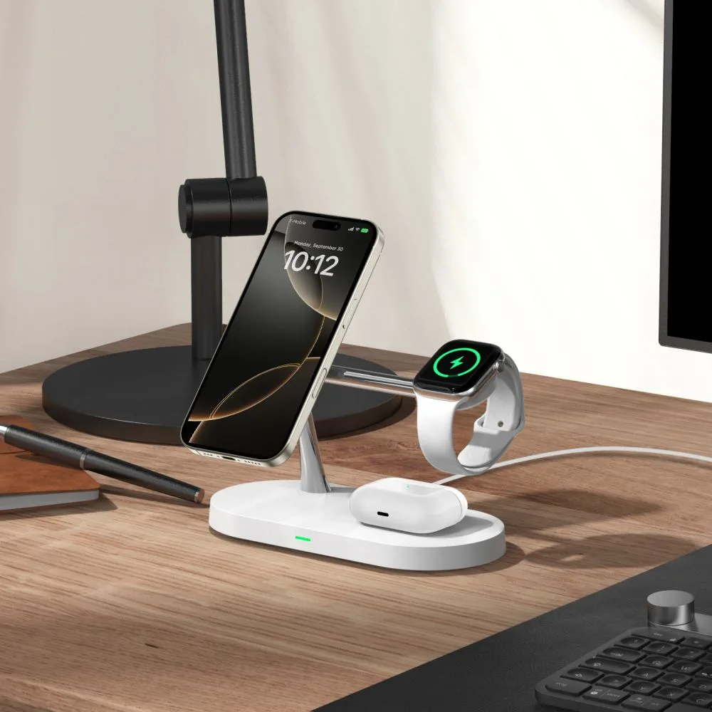 3-in-1 Inductive Charger for Smartphone, Headphones, and Smartwatch with MagSafe - White 7