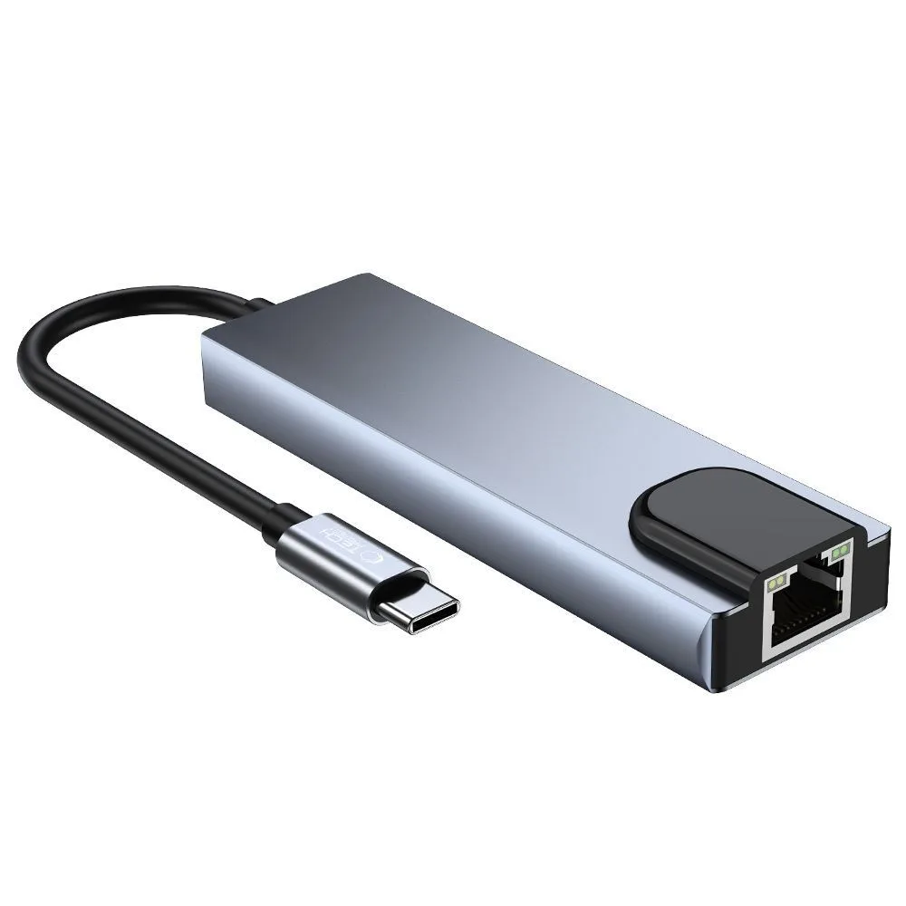 5w1 HUB rozdzielacz USB-C na USB-C USB-A HDMI RJ45 - szary 8