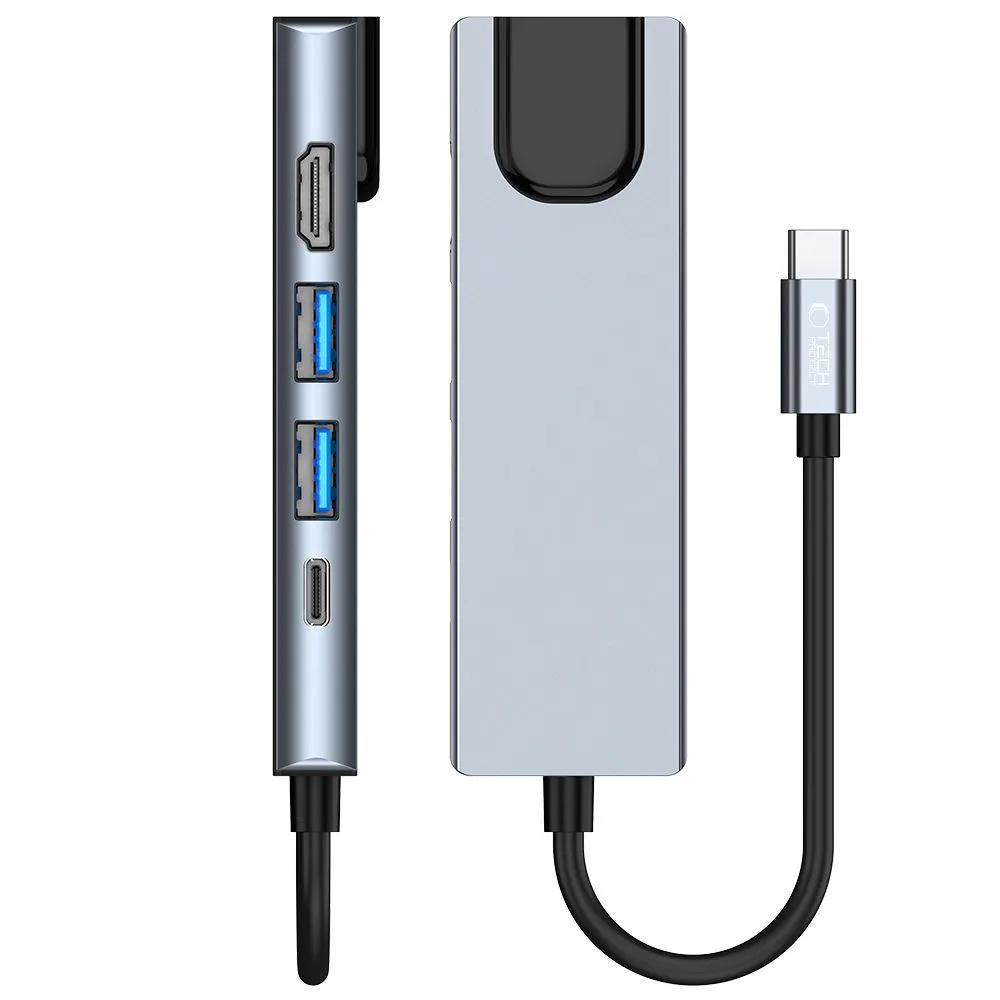 5w1 HUB rozdzielacz USB-C na USB-C USB-A HDMI RJ45 - szary 9