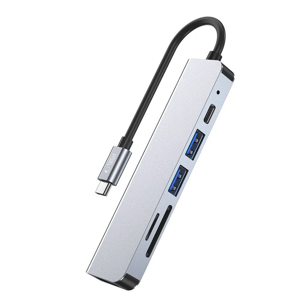 6-in-1 USB-C to USB-A, USB-C, HDMI, micro SD / TF / SD Hub - Gray 2