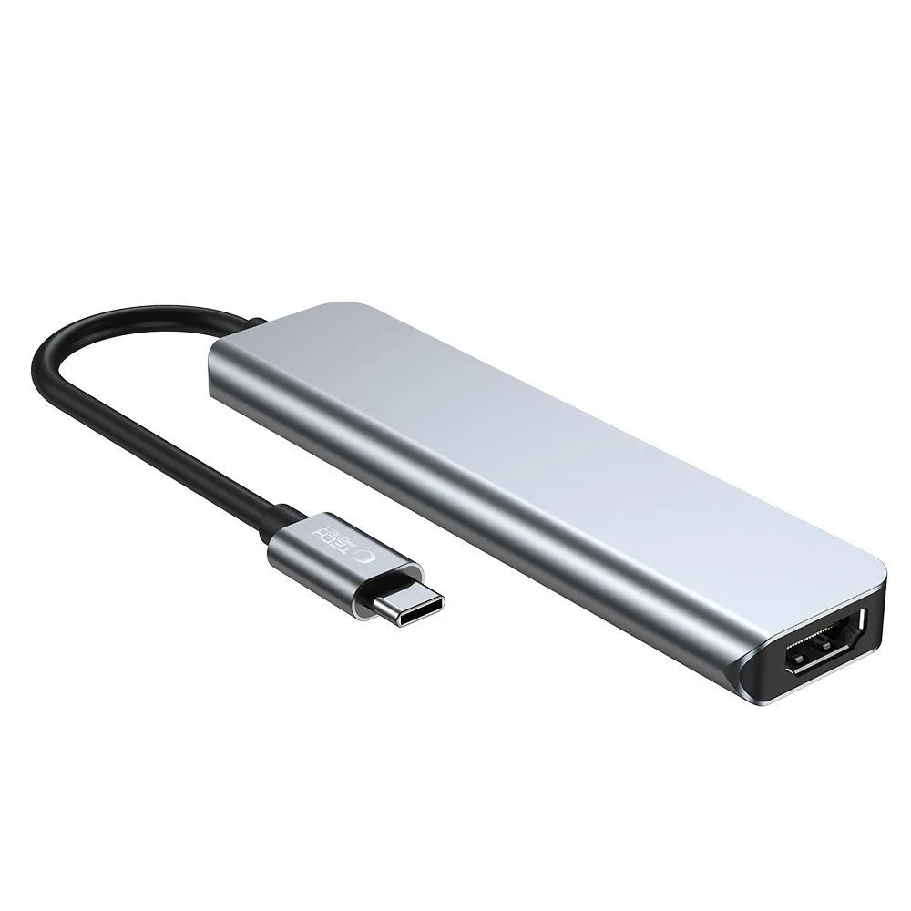 6-in-1 USB-C to USB-A, USB-C, HDMI, micro SD / TF / SD Hub - Gray 3